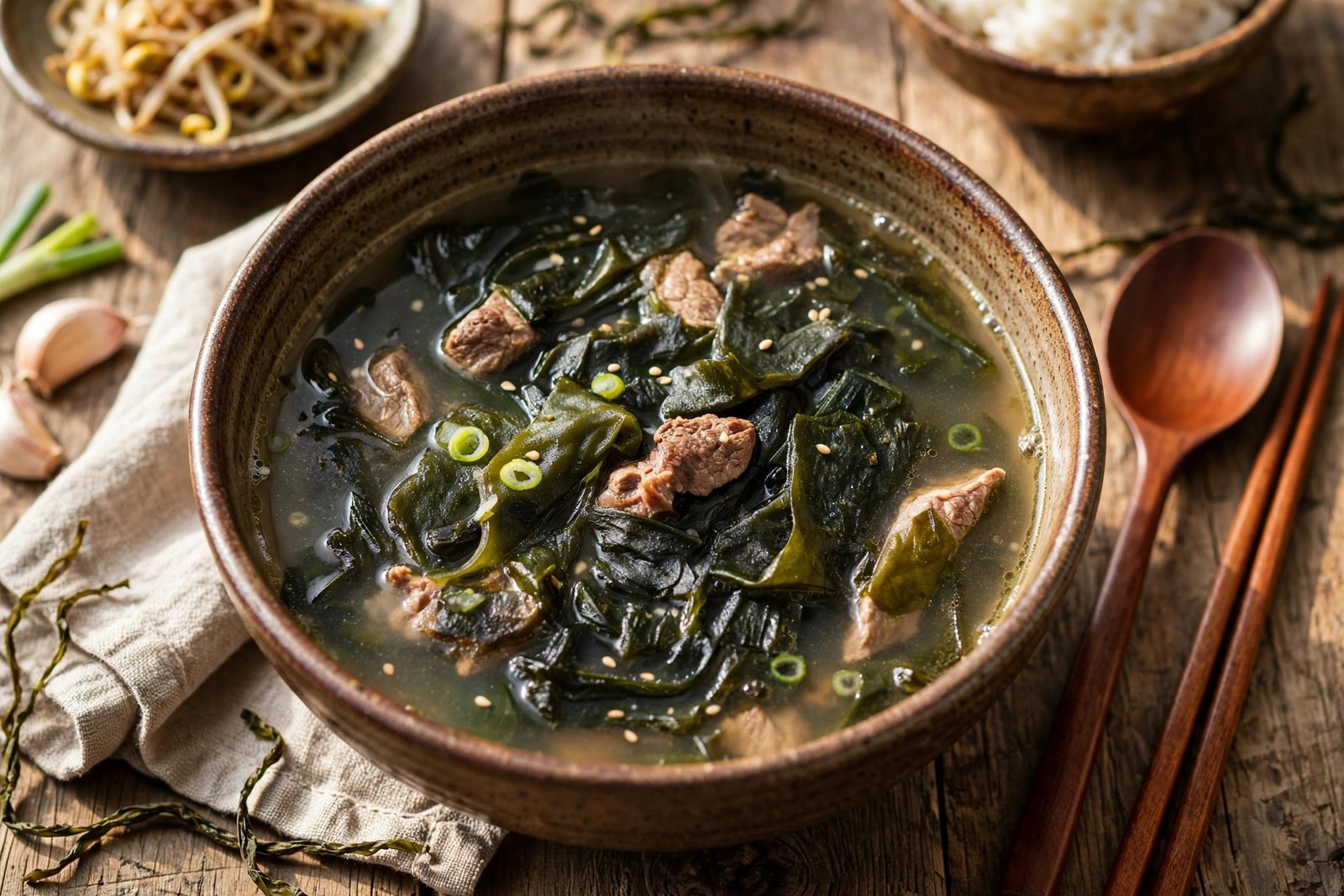 Miyeok Guk served beautifully, ready to eat
