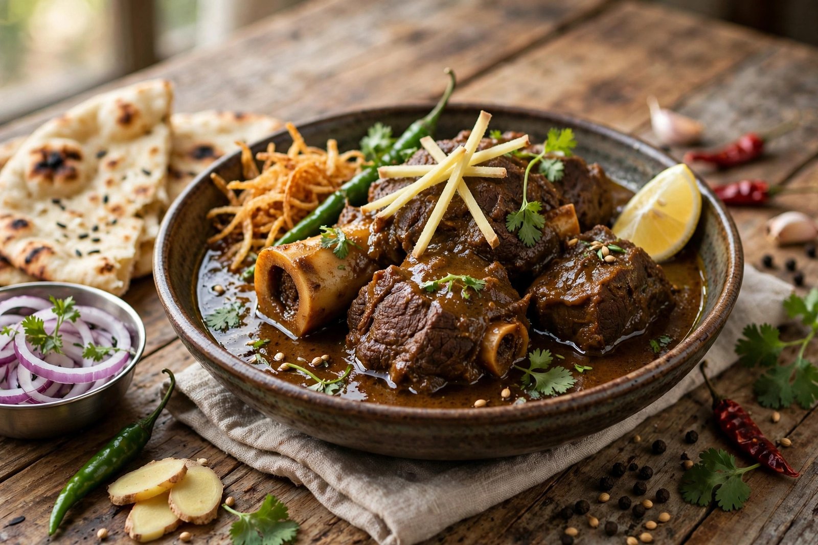 Nihari served beautifully, ready to eat