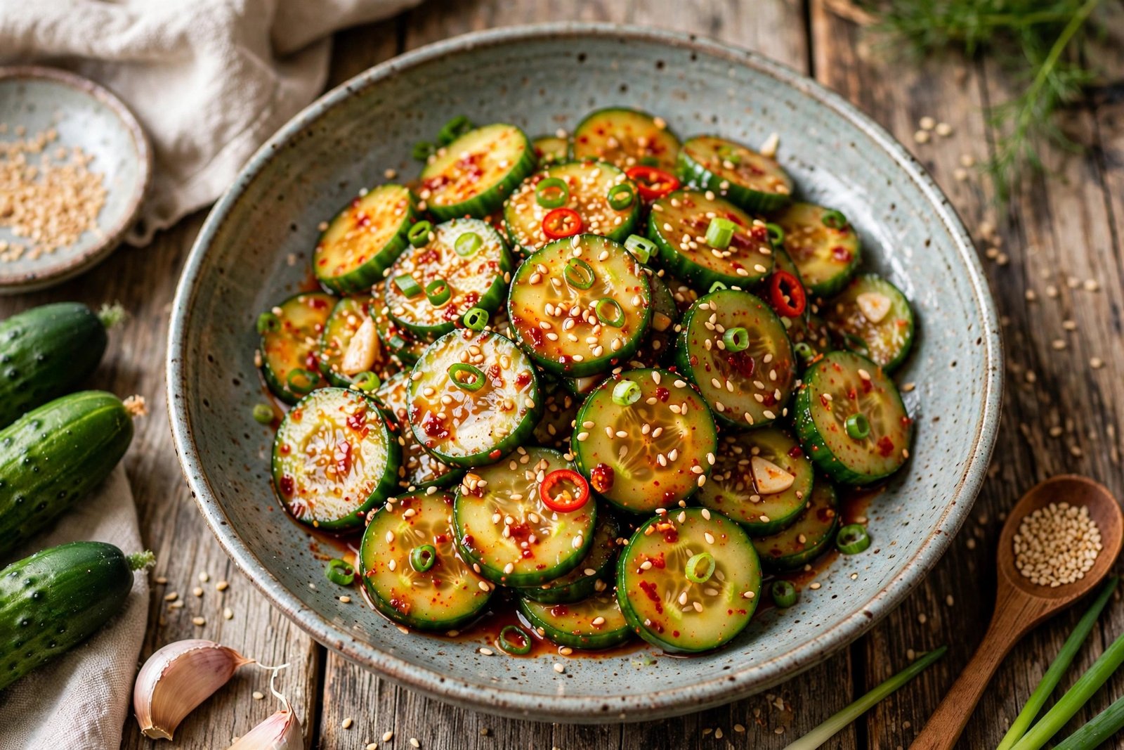 Oi Muchim served beautifully, ready to eat