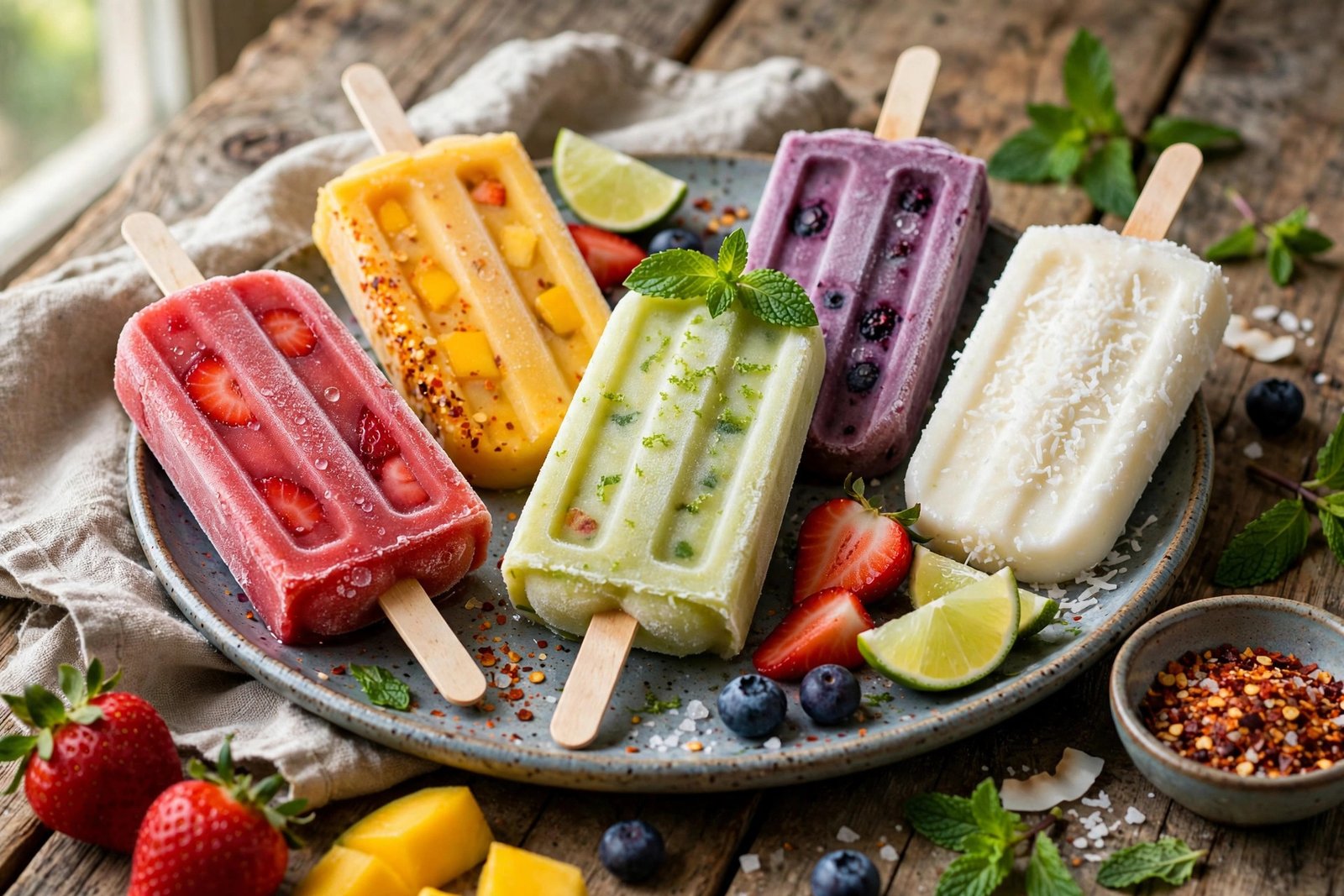 Mexican Paletas served beautifully, ready to eat