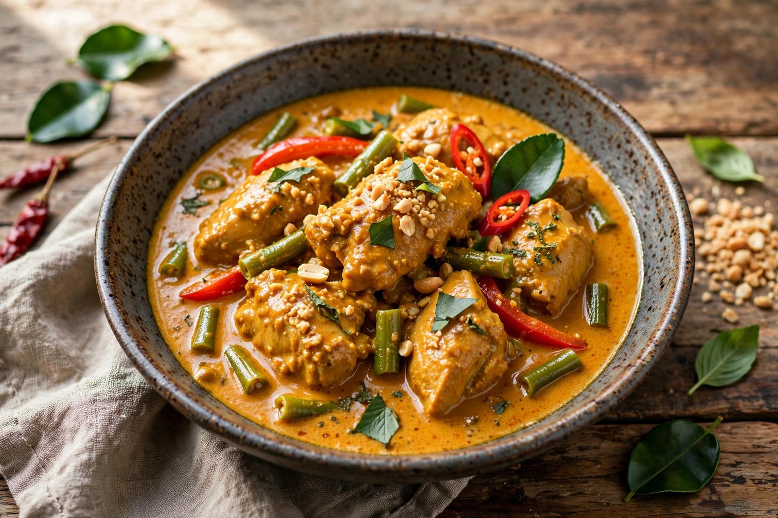 Panang Curry served beautifully, ready to eat