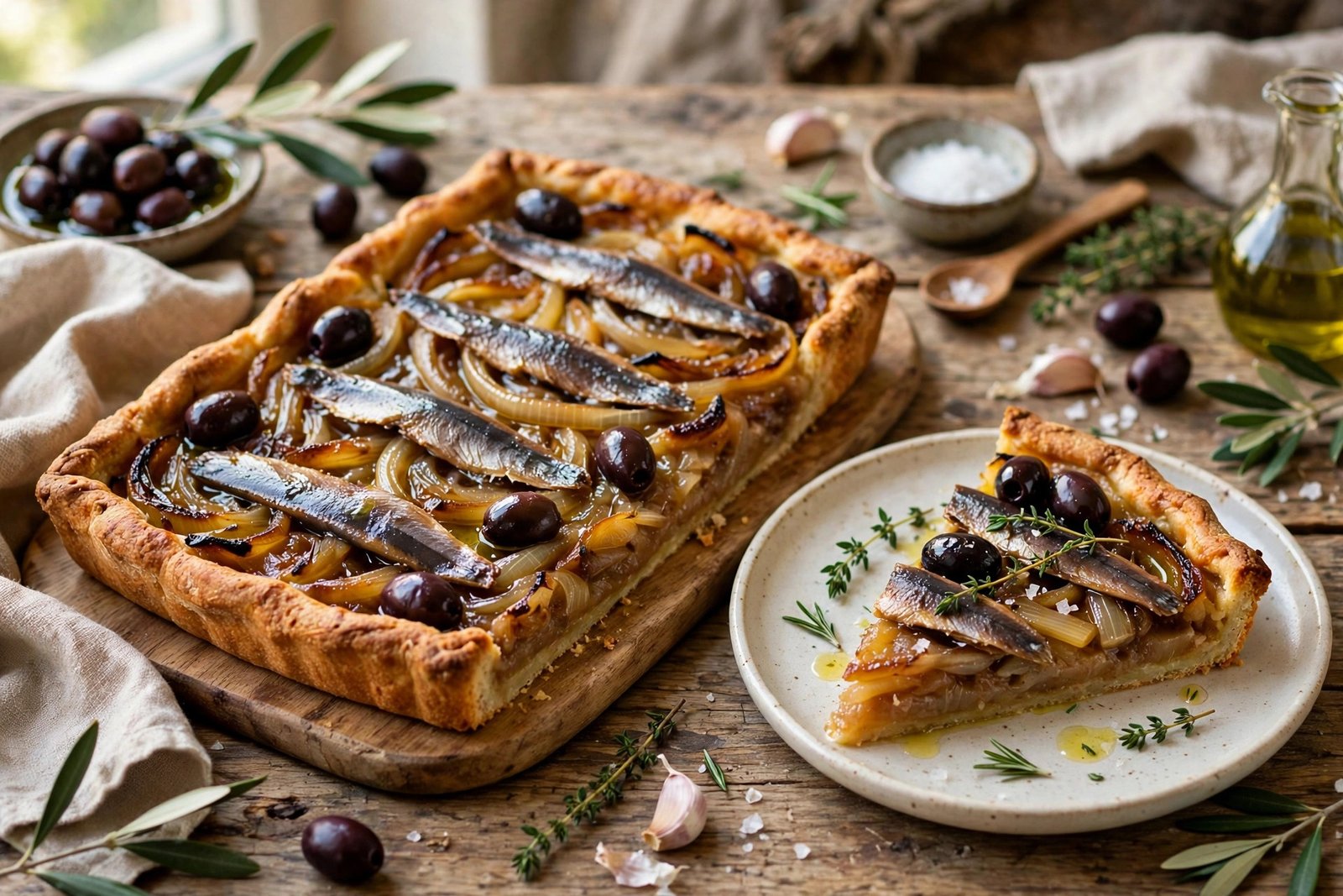 Pissaladière served beautifully, ready to eat