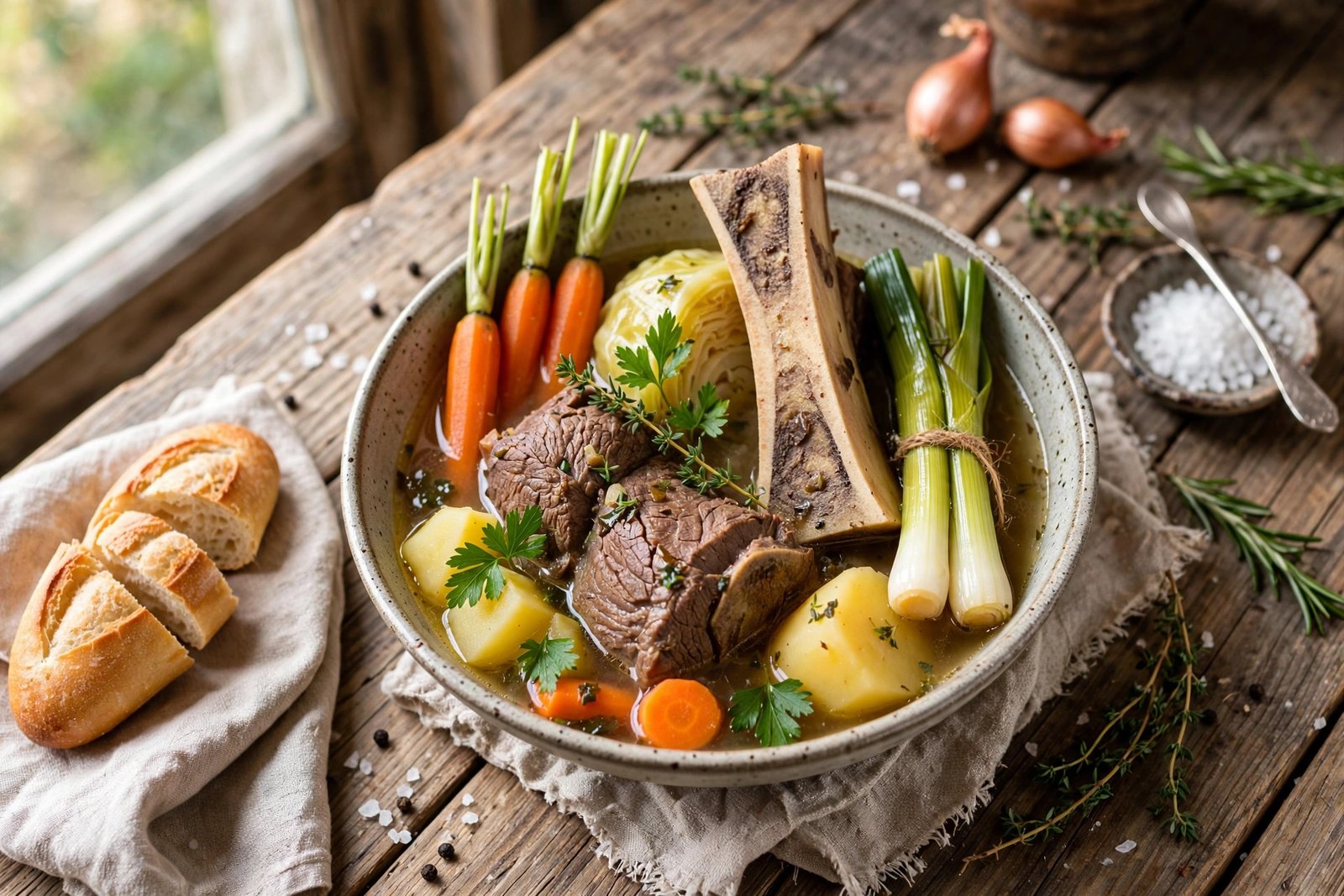 Pot-au-Feu served beautifully, ready to eat