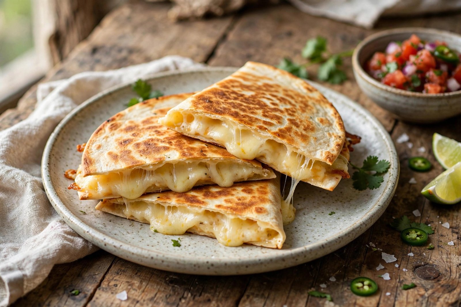 Cheese Quesadillas served beautifully, ready to eat