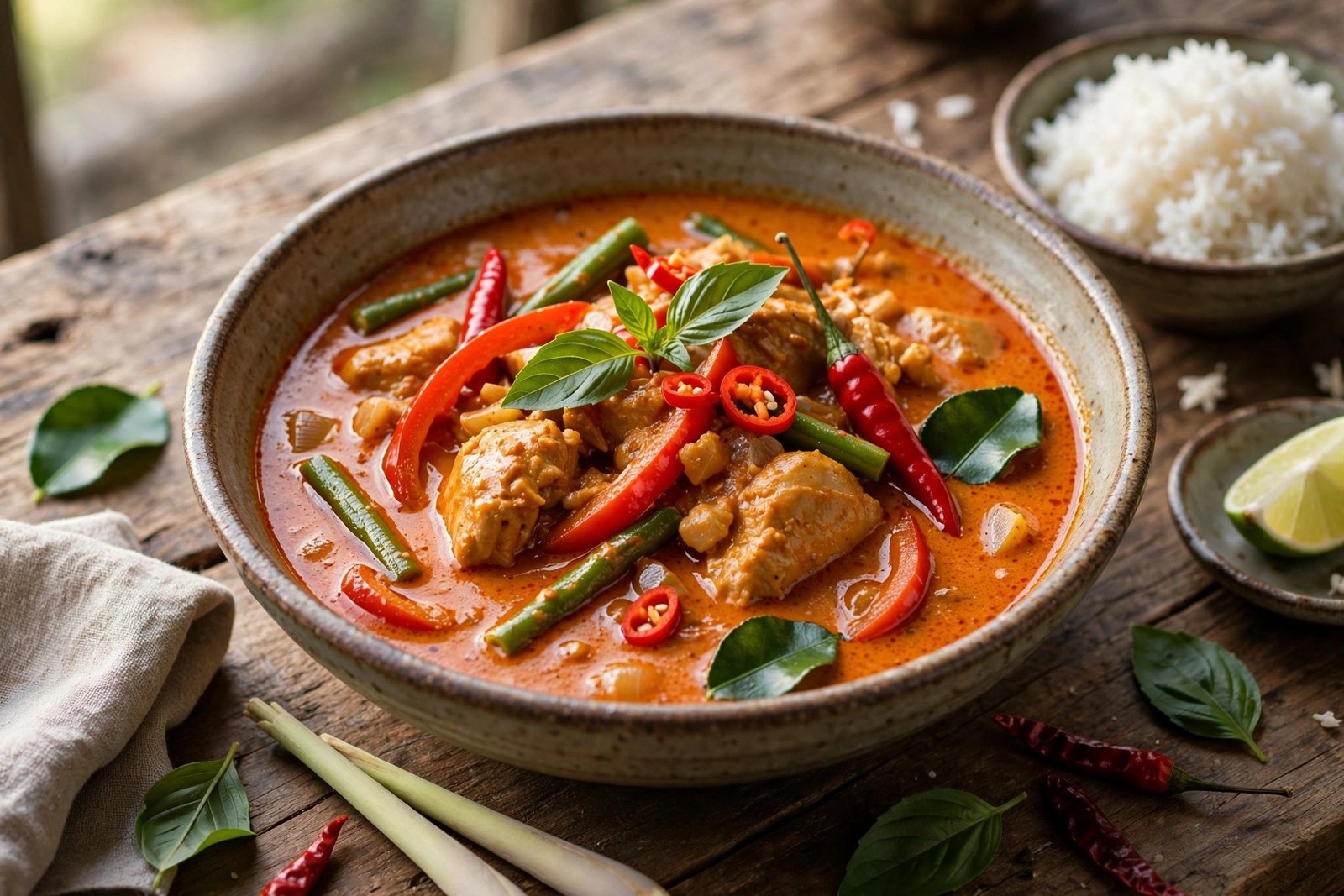 Thai Red Curry served beautifully, ready to eat