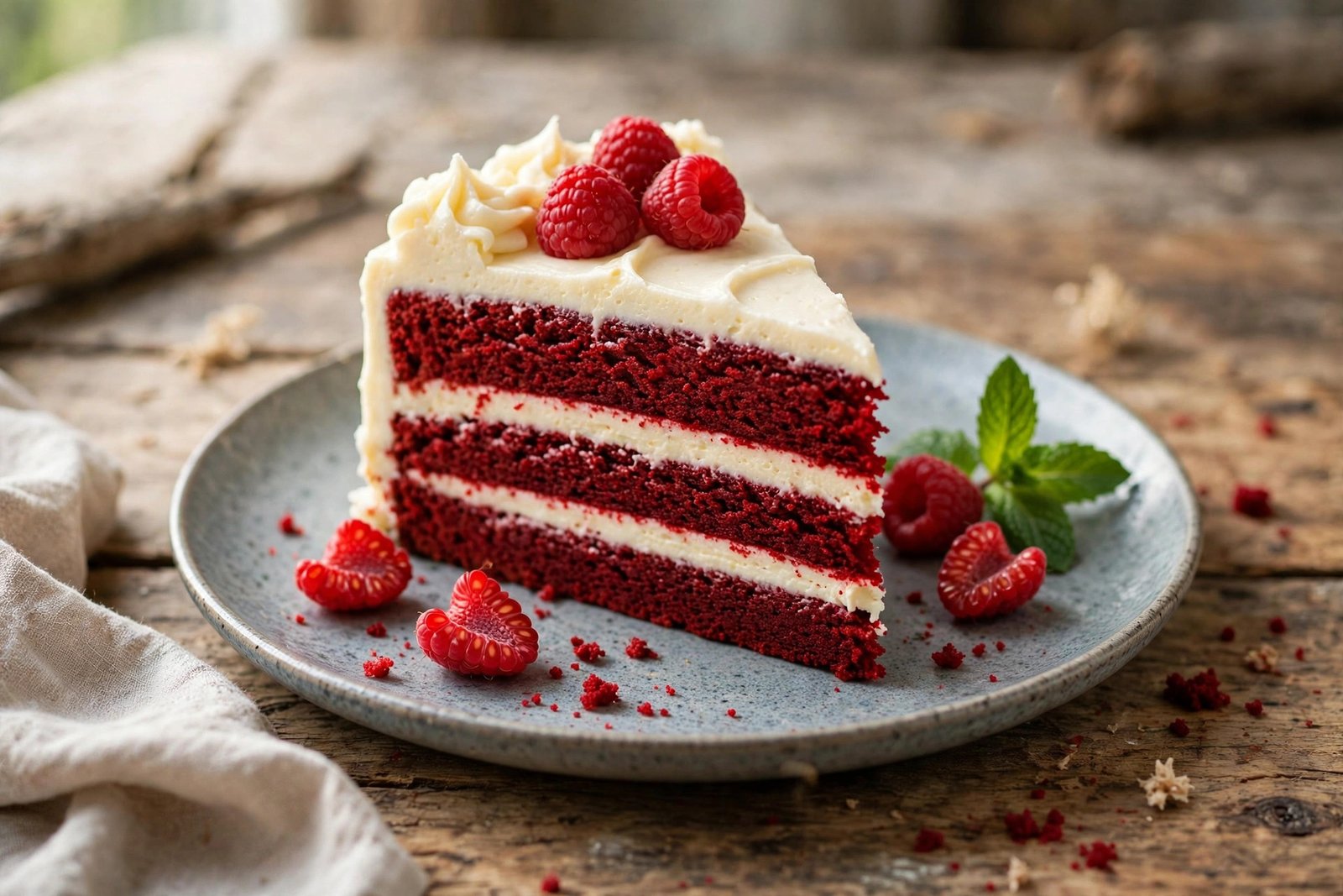 Red Velvet Cake served beautifully, ready to eat