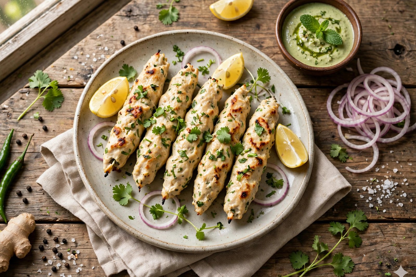Reshmi Kebab served beautifully, ready to eat