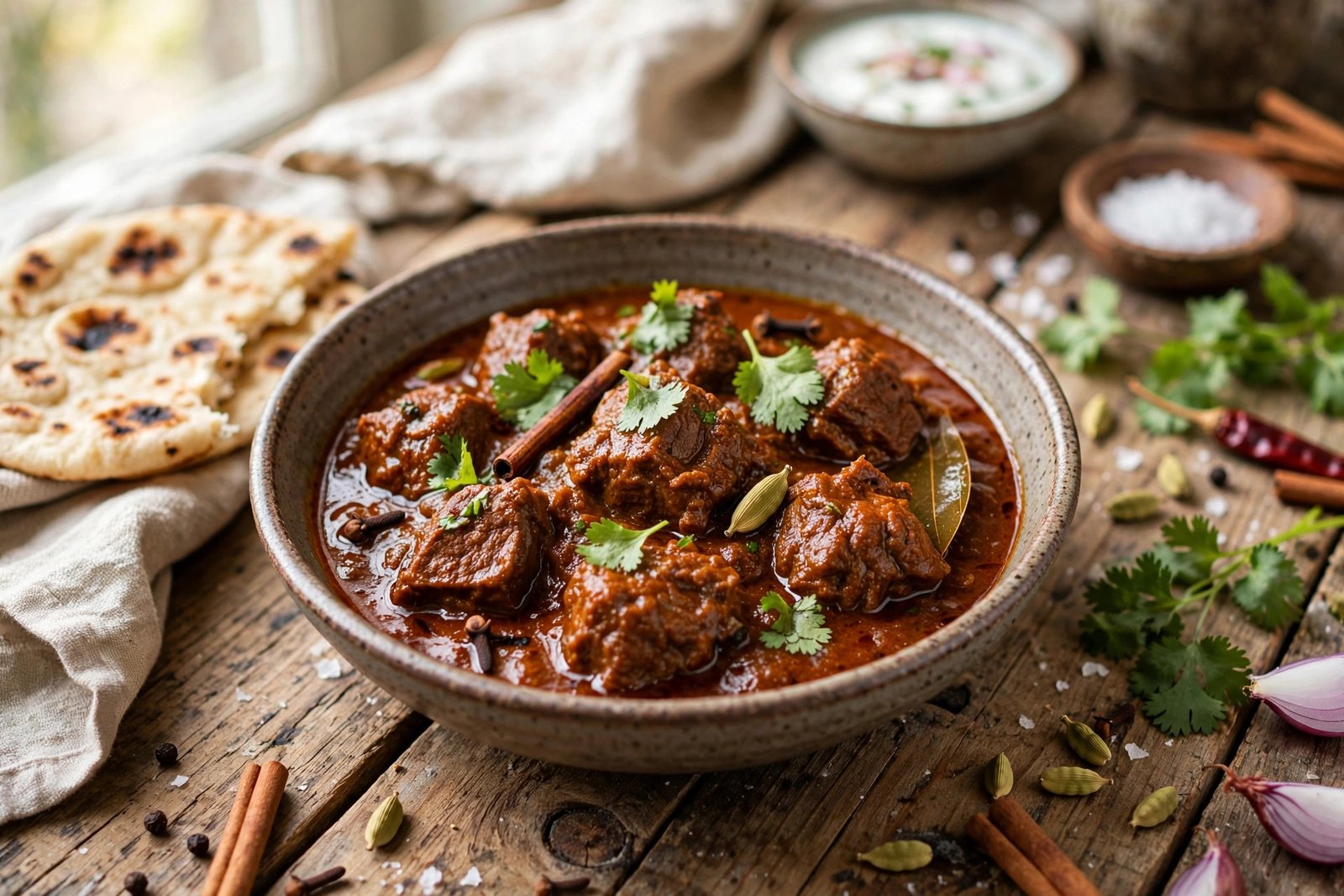 Rogan Josh served beautifully, ready to eat