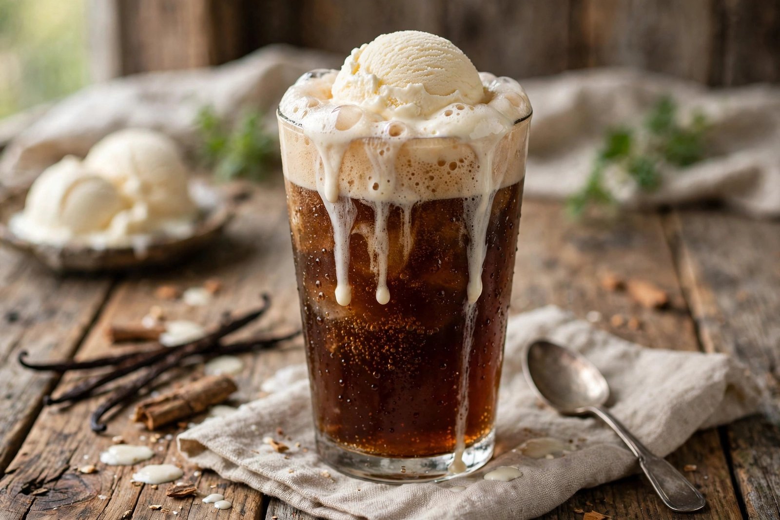 Root Beer Float served beautifully, ready to eat