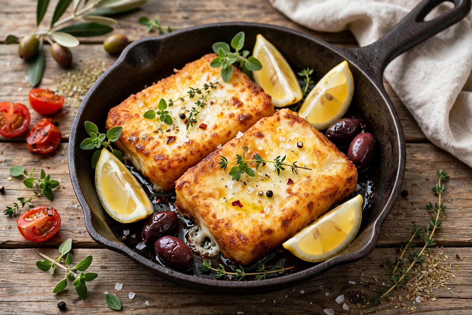 Saganaki served beautifully, ready to eat