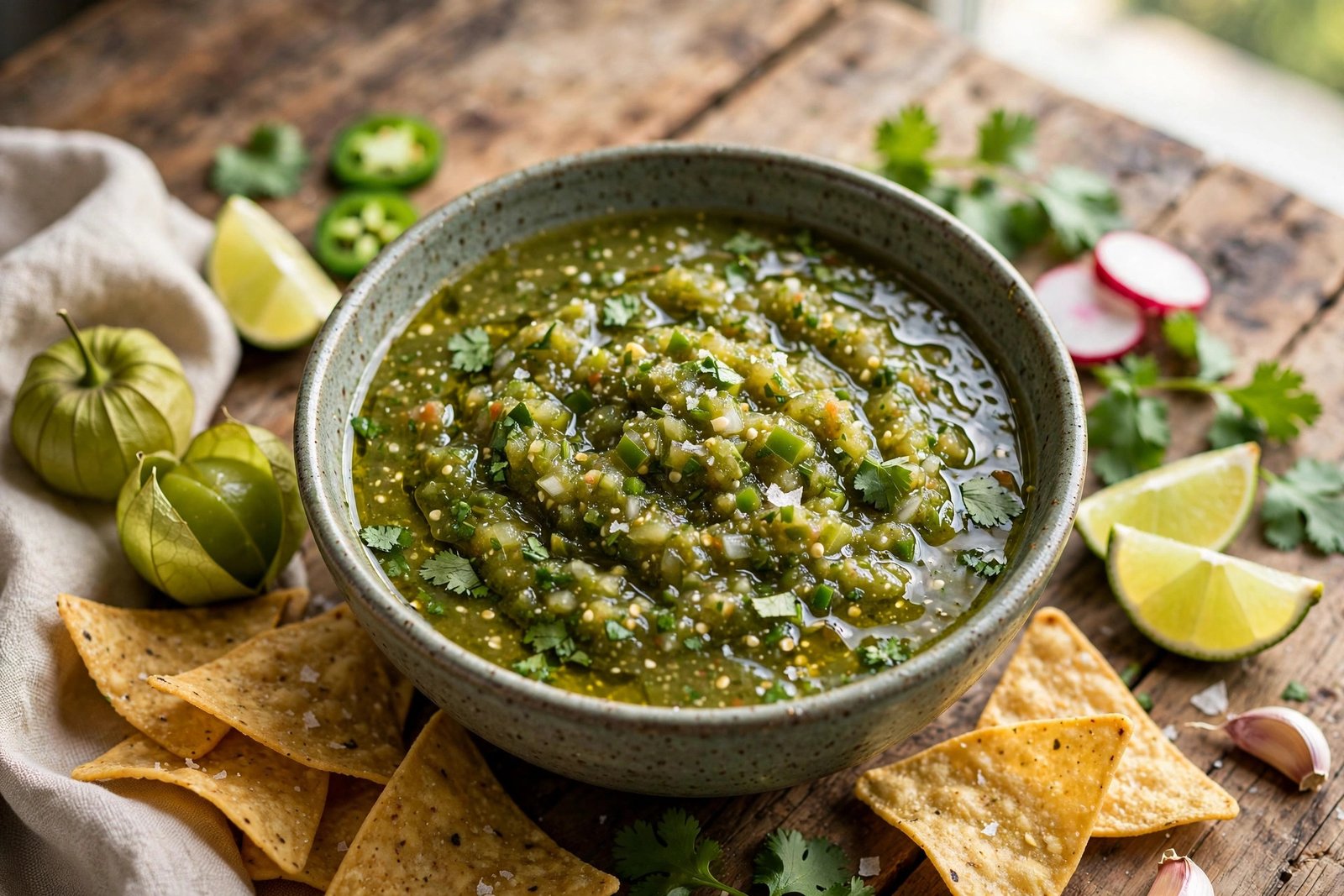 Salsa Verde served beautifully, ready to eat