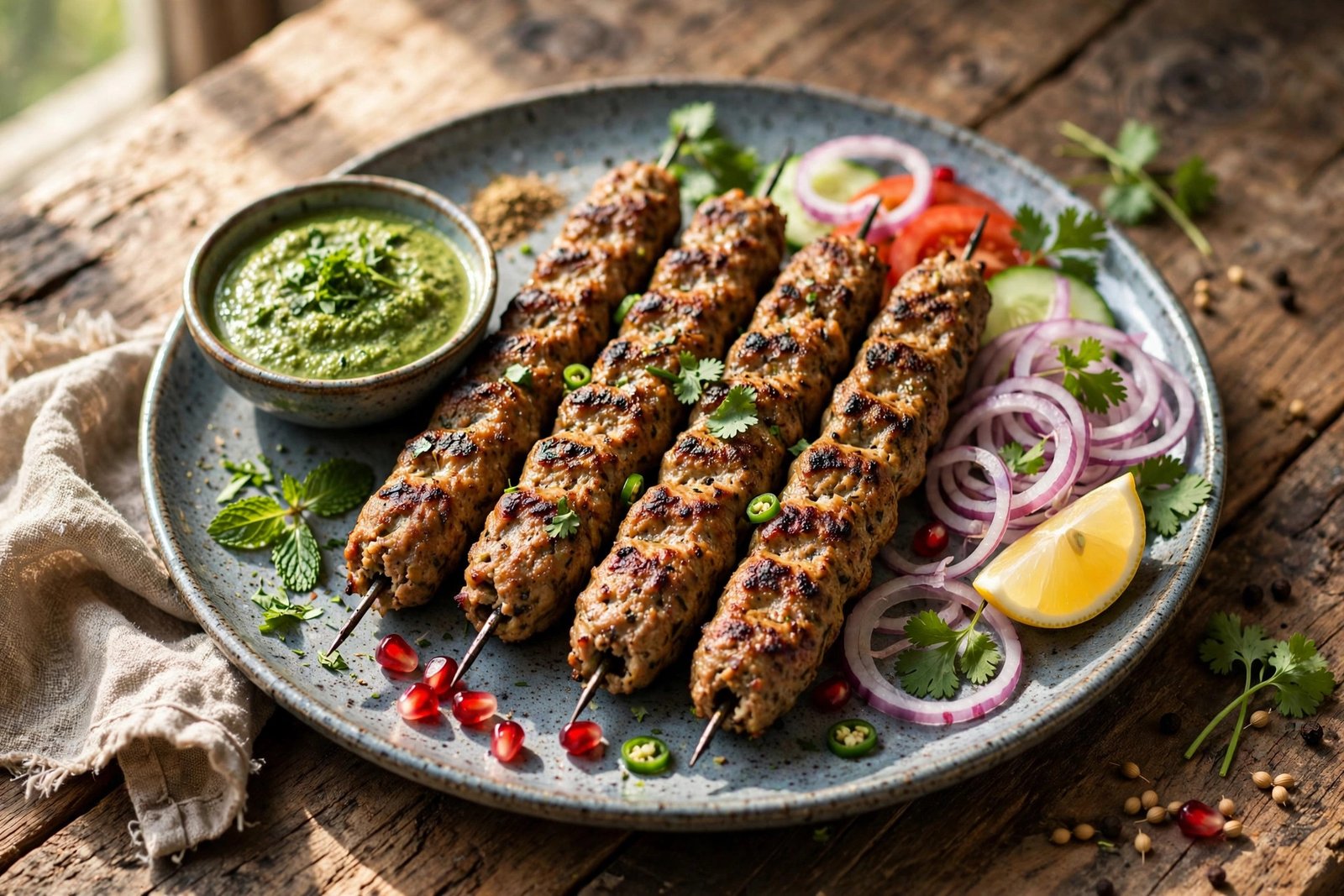 Seekh Kebab served beautifully, ready to eat