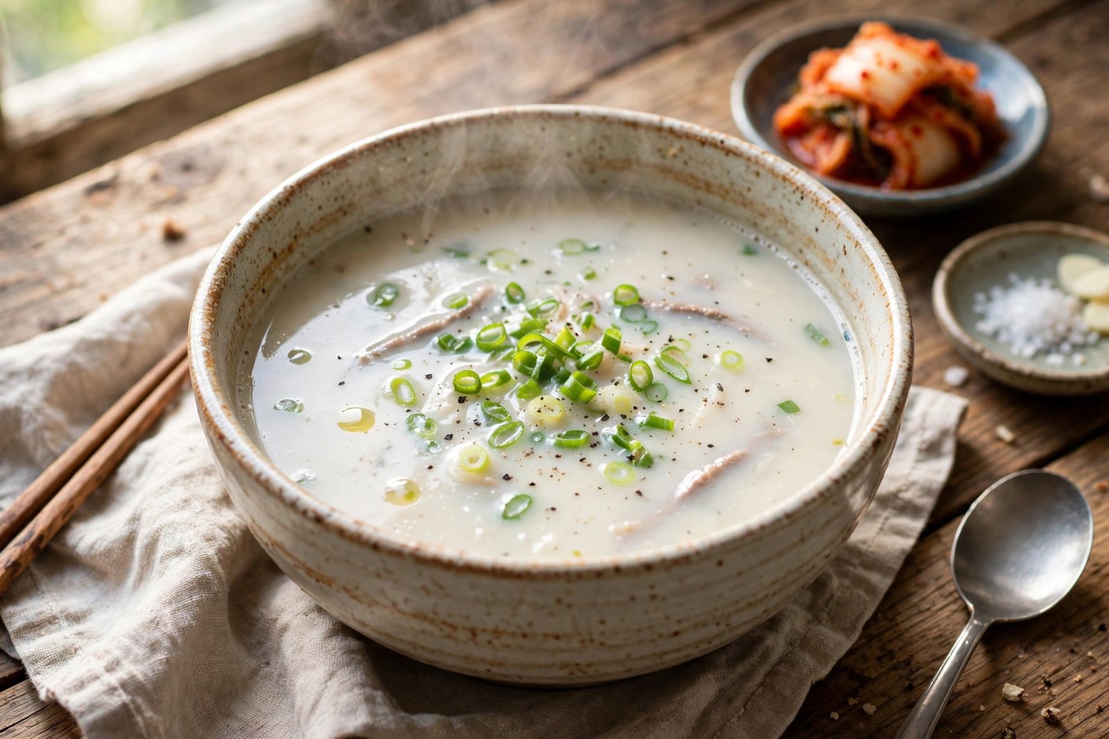 Seolleongtang served beautifully, ready to eat