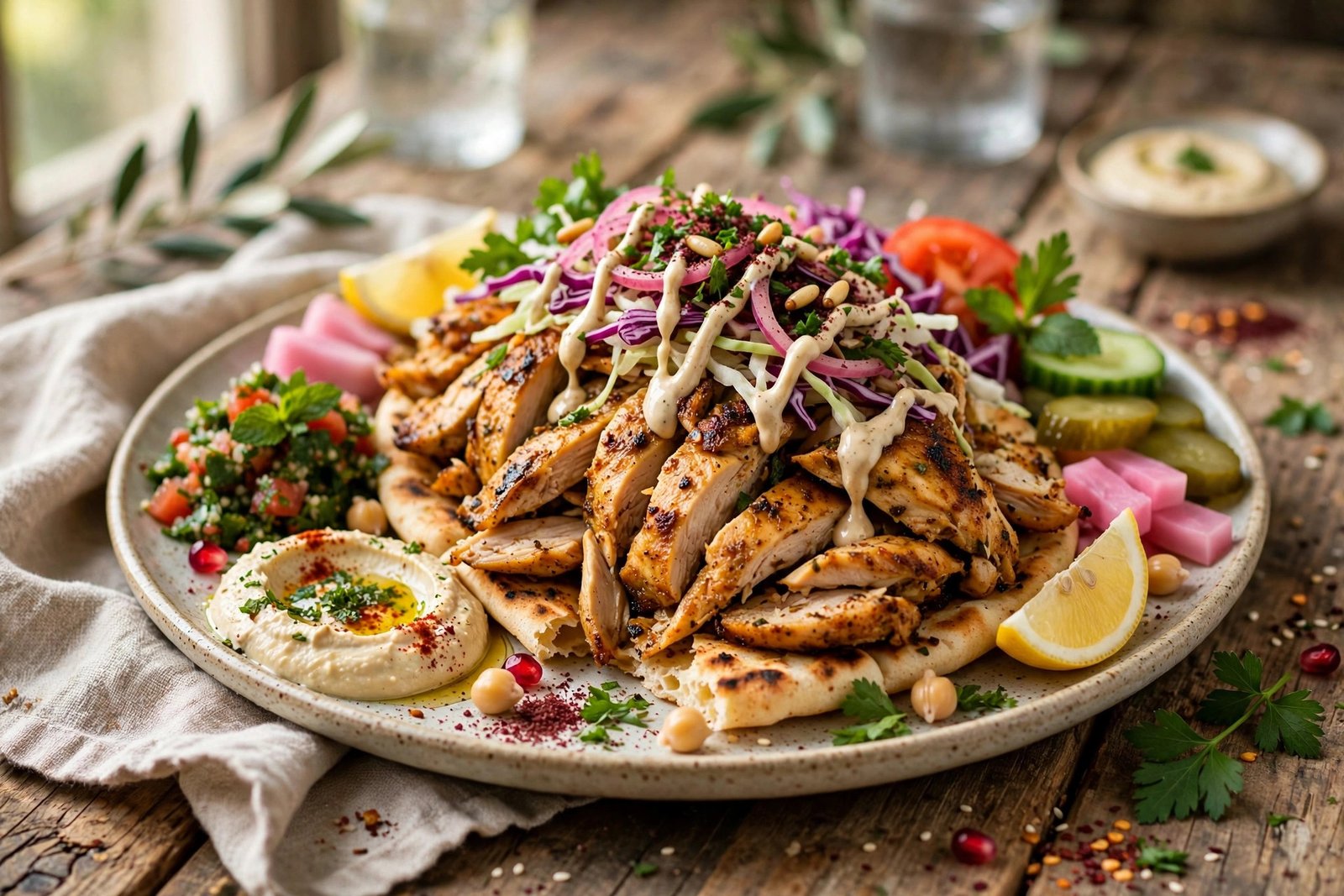 Chicken Shawarma served beautifully, ready to eat