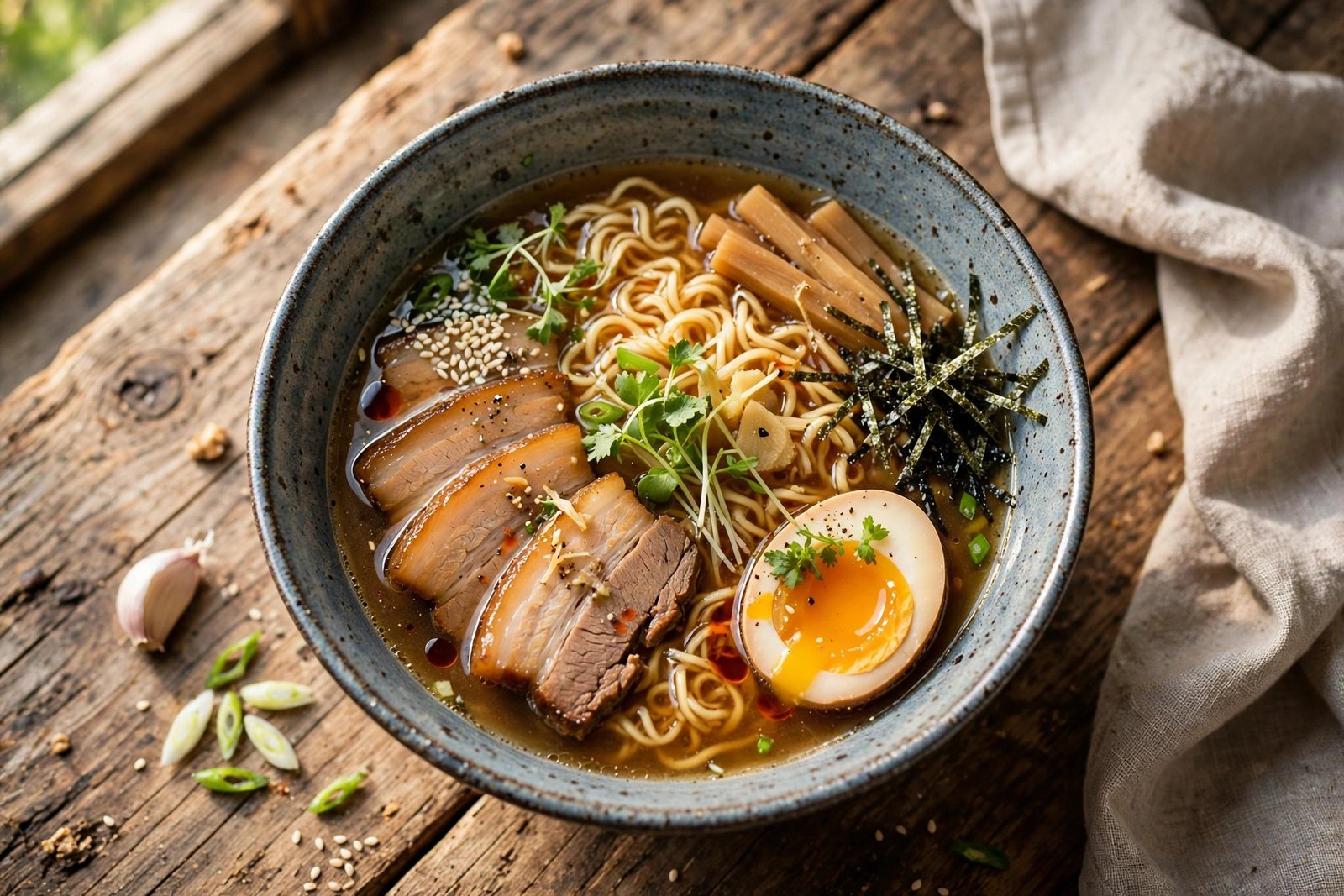 Shoyu Ramen served beautifully, ready to eat