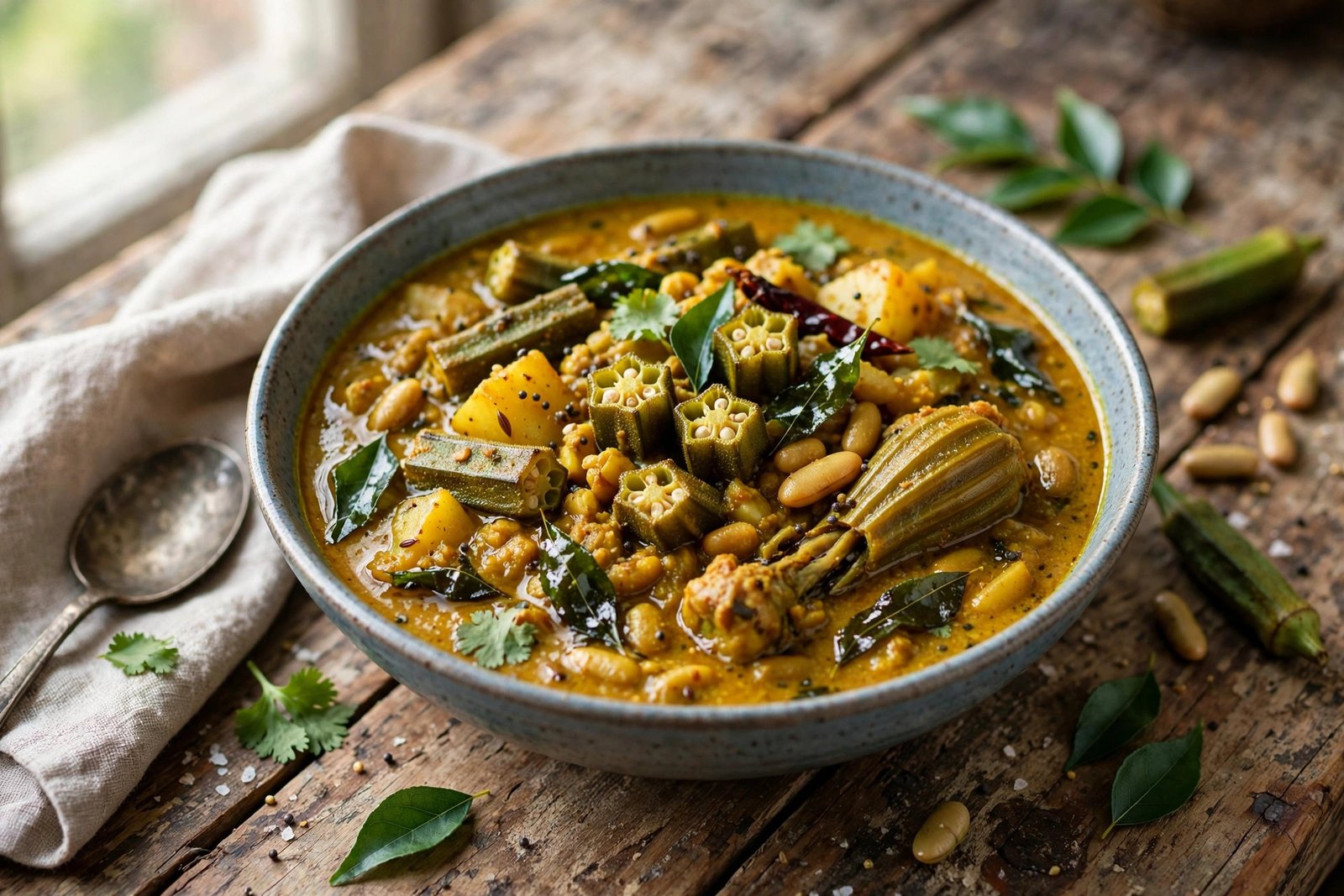 Sindhi Kadhi served beautifully, ready to eat