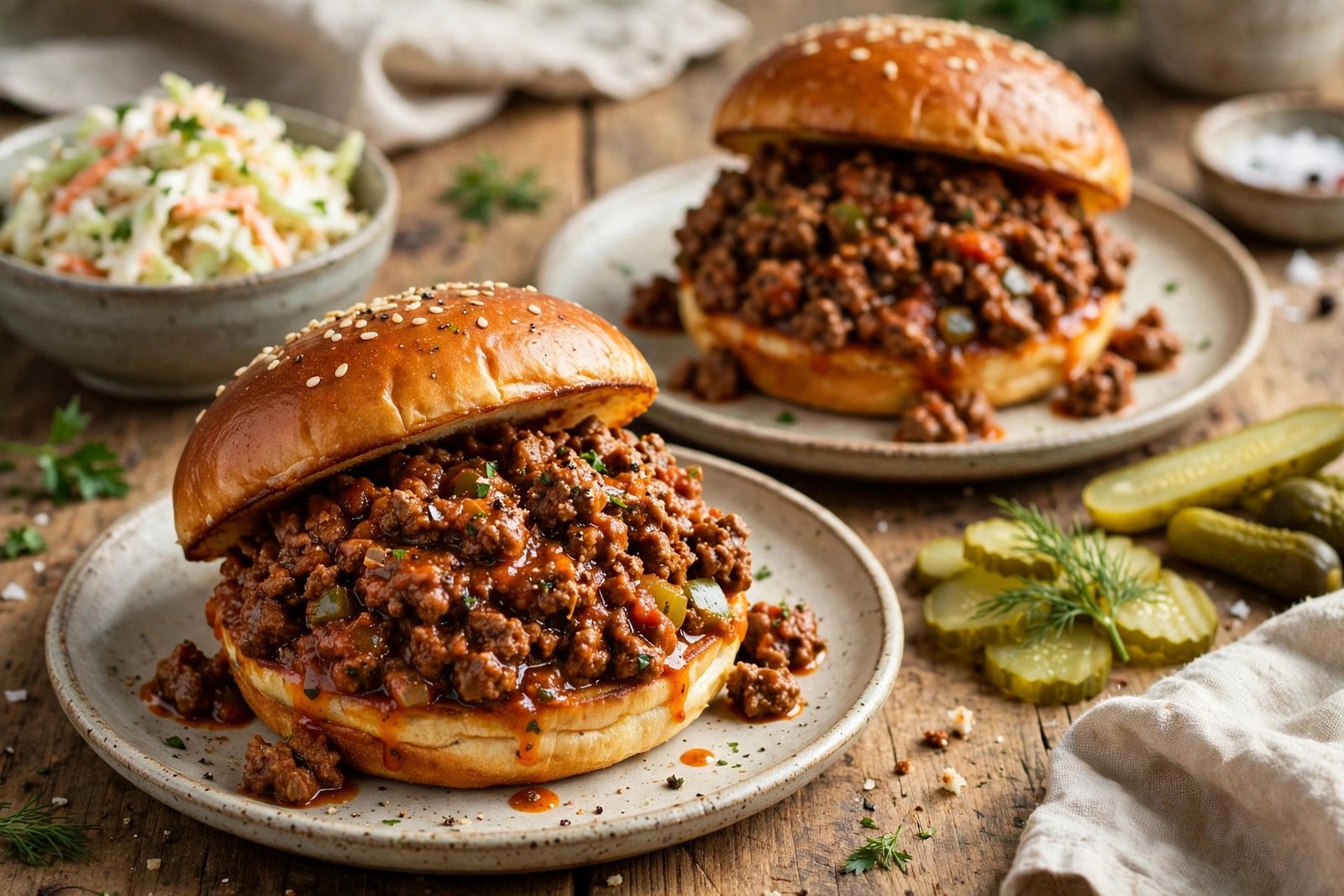 Sloppy Joes served beautifully, ready to eat