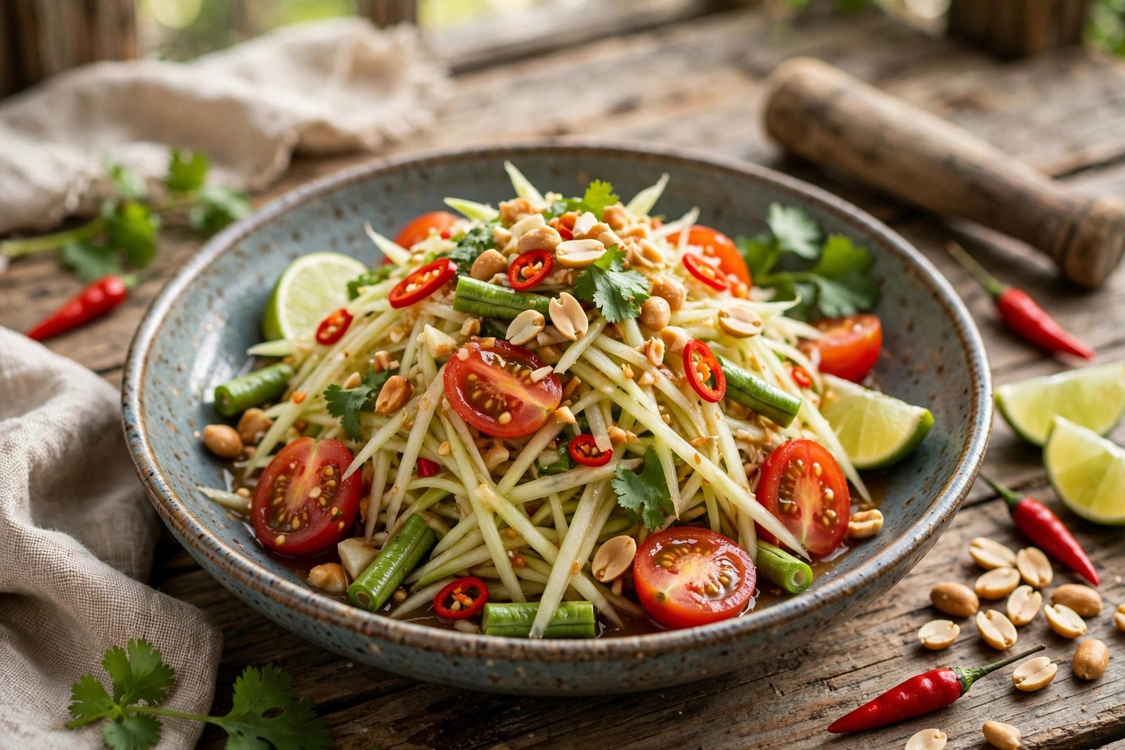 Som Tam served beautifully, ready to eat