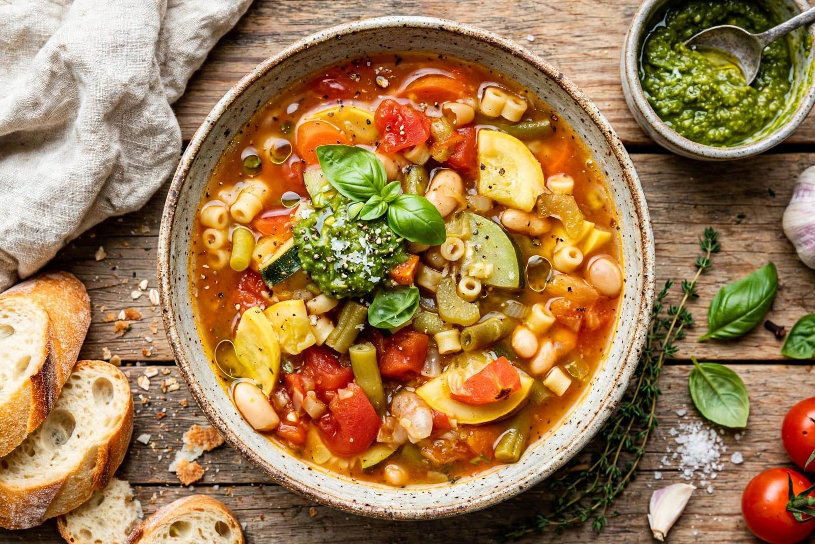 Soupe au Pistou served beautifully, ready to eat