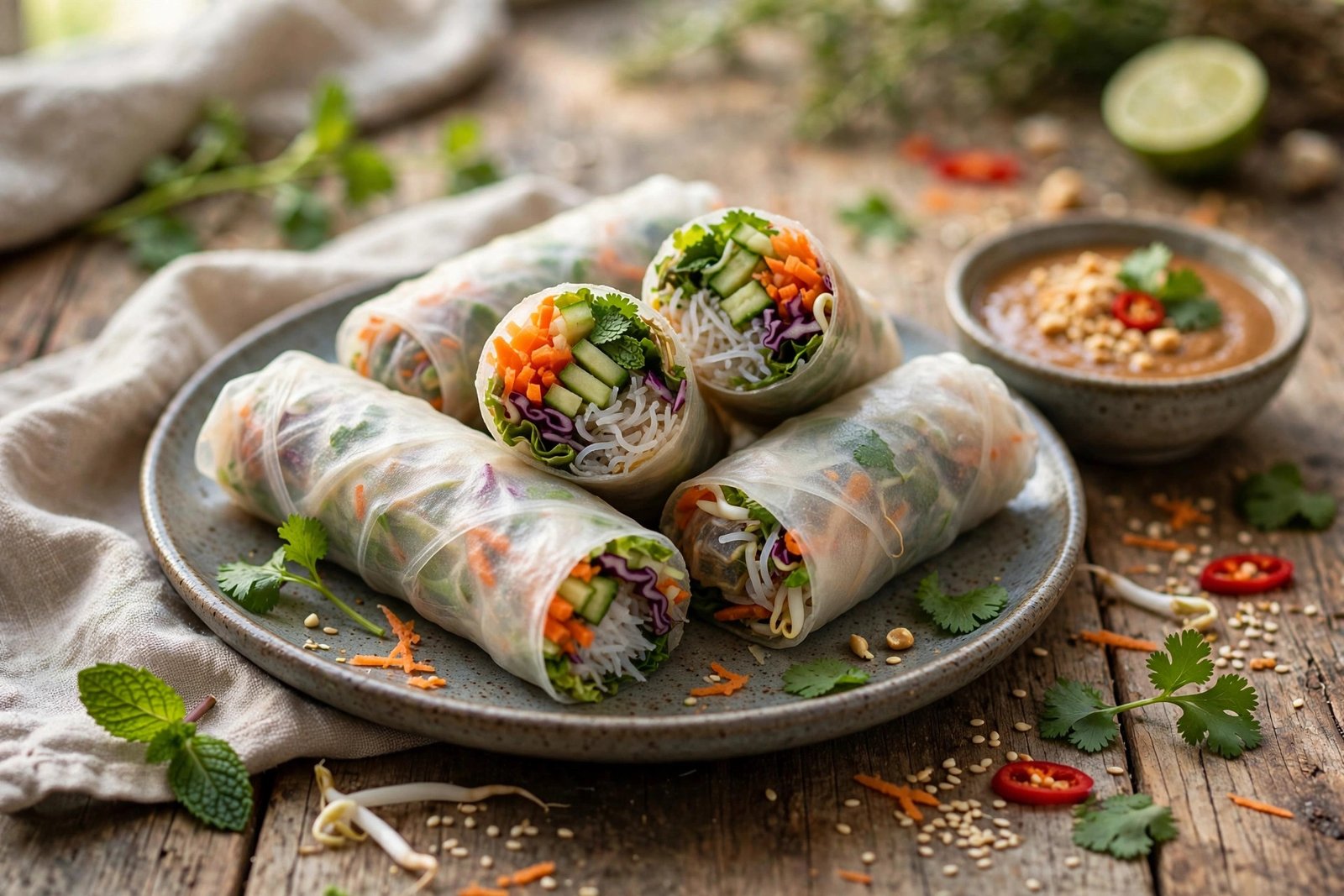 Vegetable Spring Rolls served beautifully, ready to eat