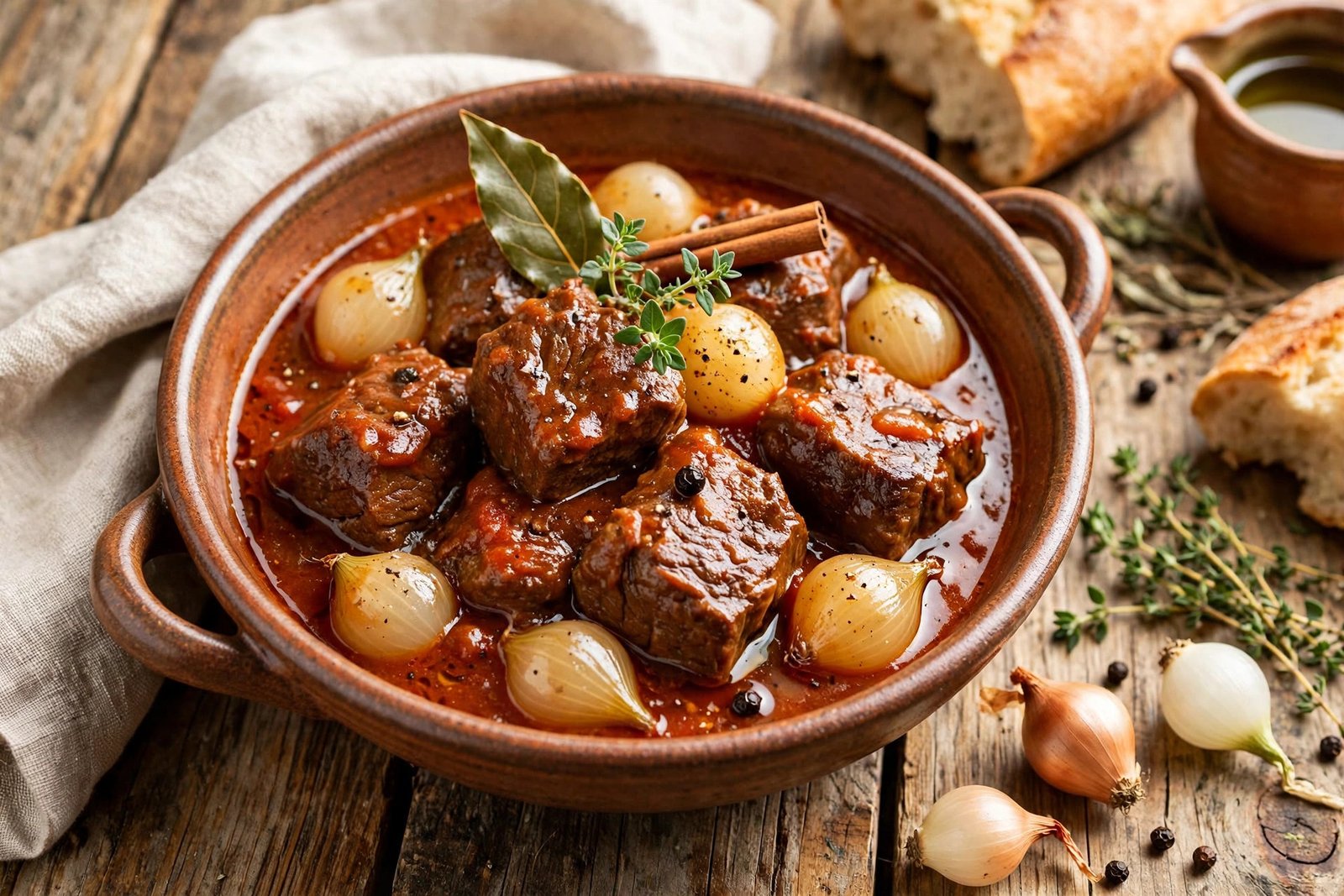 Stifado served beautifully, ready to eat