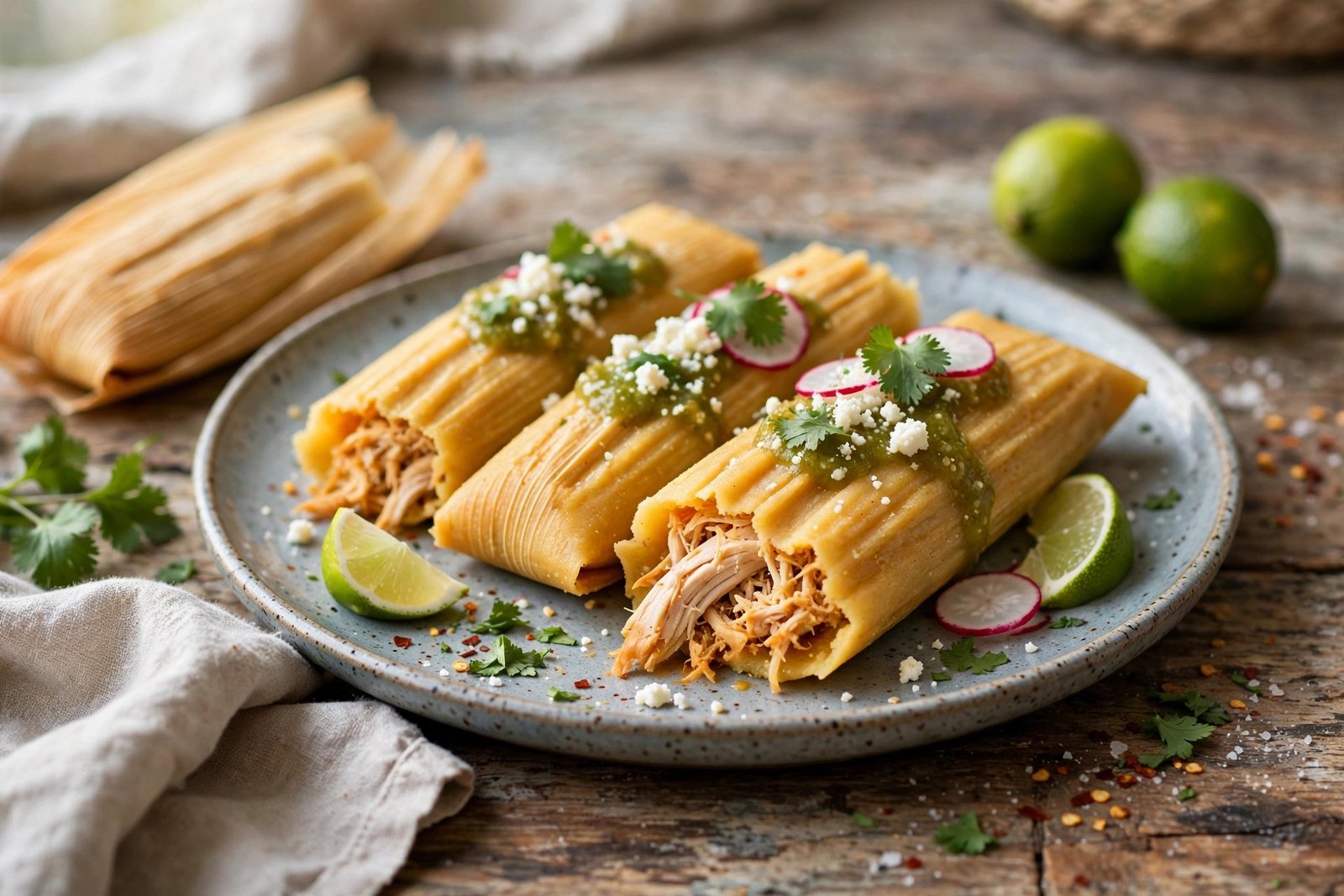 Chicken Tamales served beautifully, ready to eat