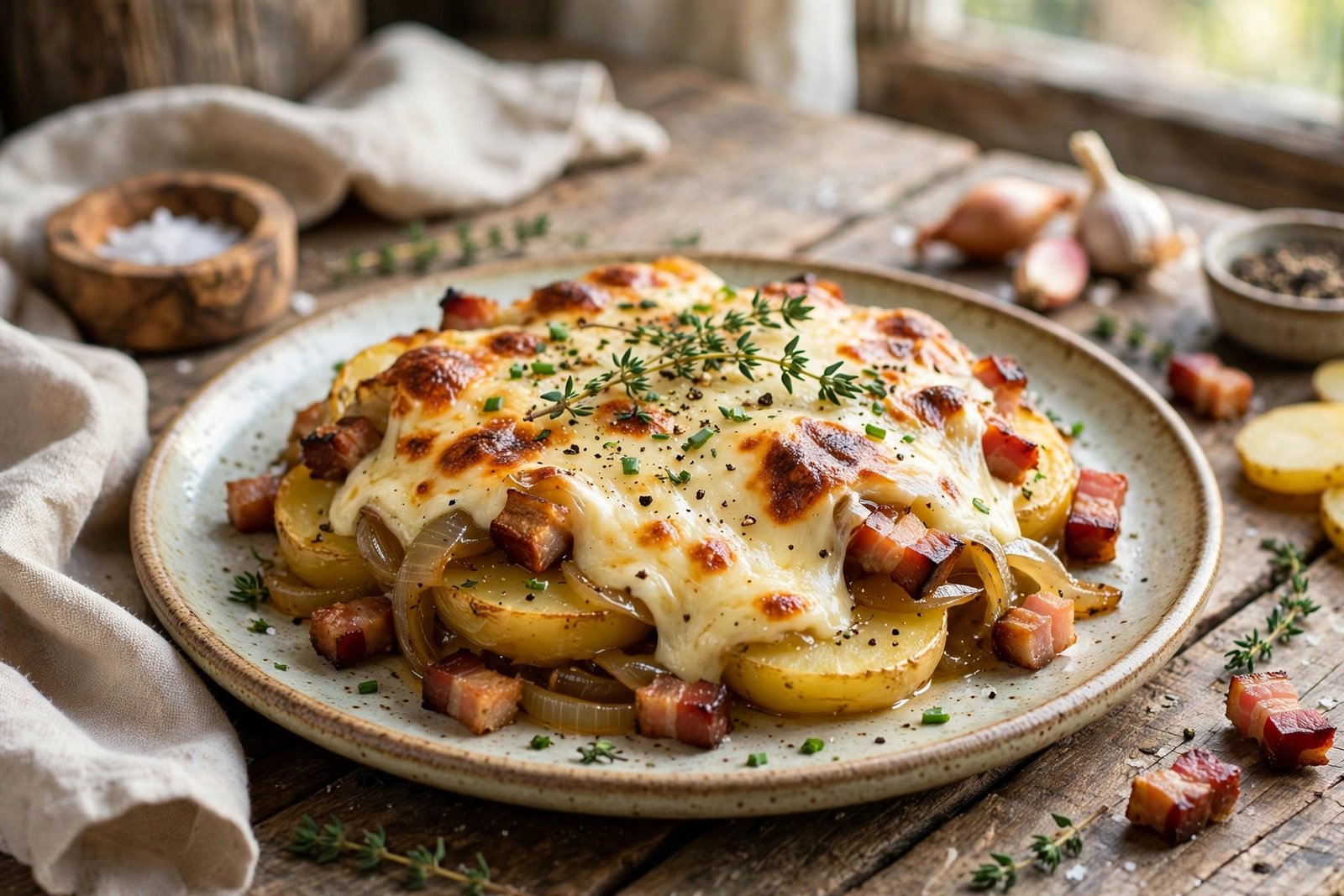 Tartiflette served beautifully, ready to eat