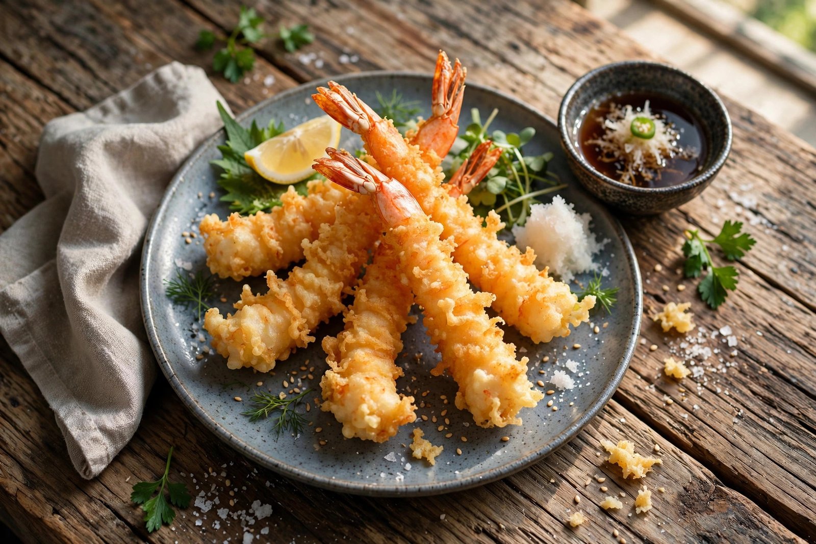 Shrimp Tempura served beautifully, ready to eat