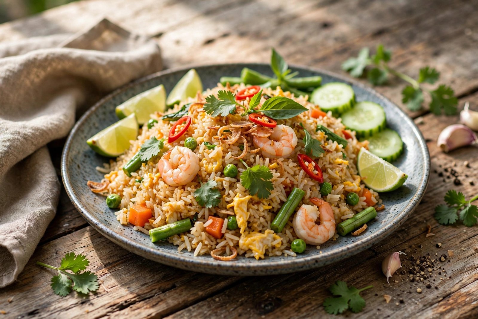 Thai Fried Rice served beautifully, ready to eat