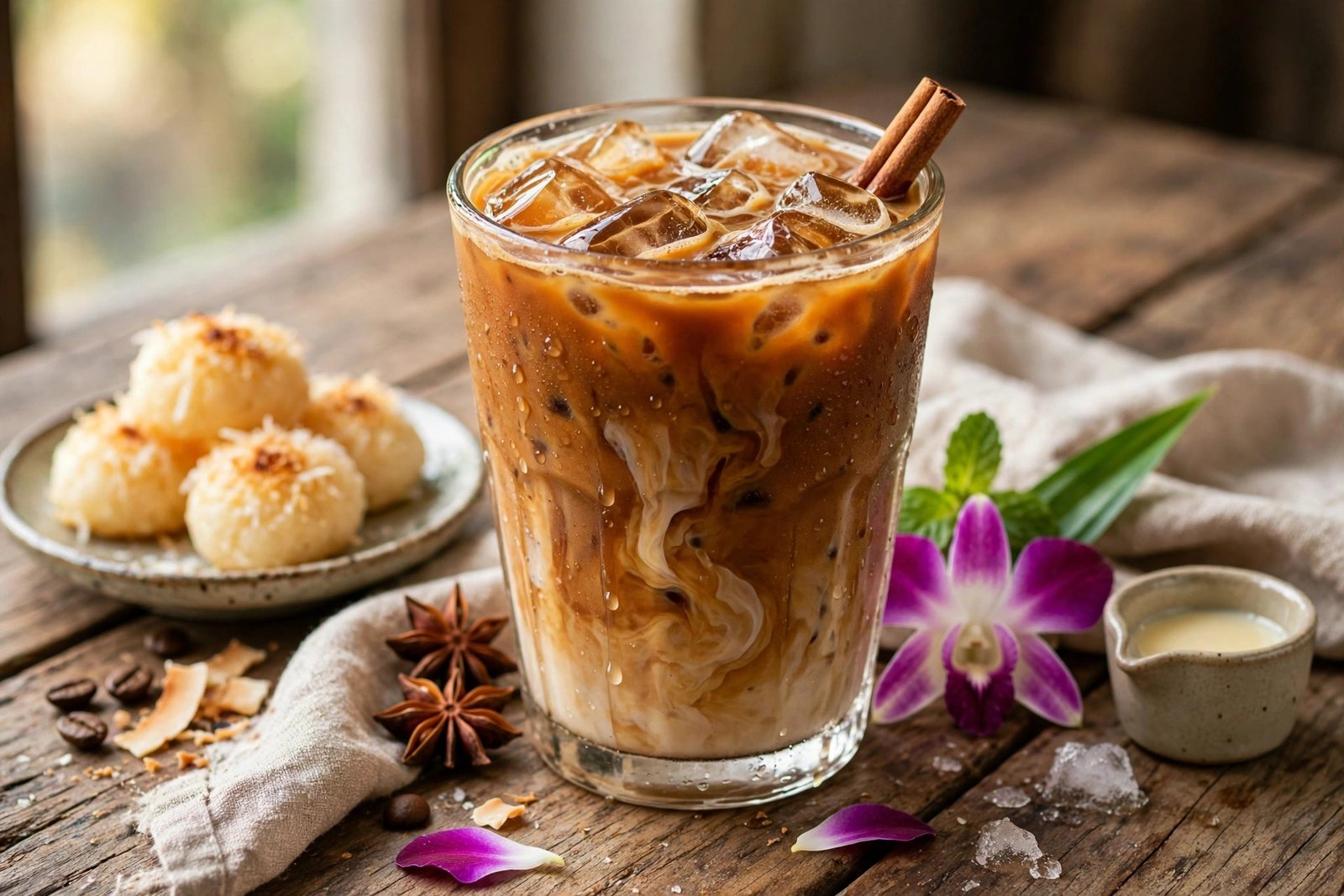 Thai Iced Coffee served beautifully, ready to eat