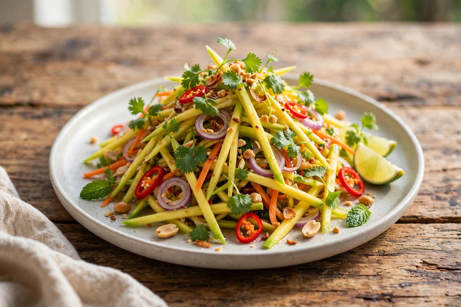 Thai Mango Salad served beautifully, ready to eat
