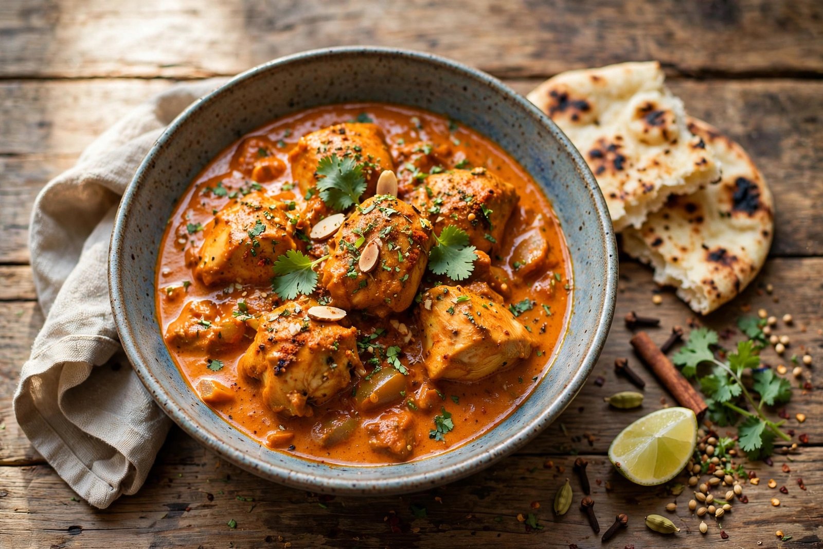 Chicken Tikka Masala served beautifully, ready to eat