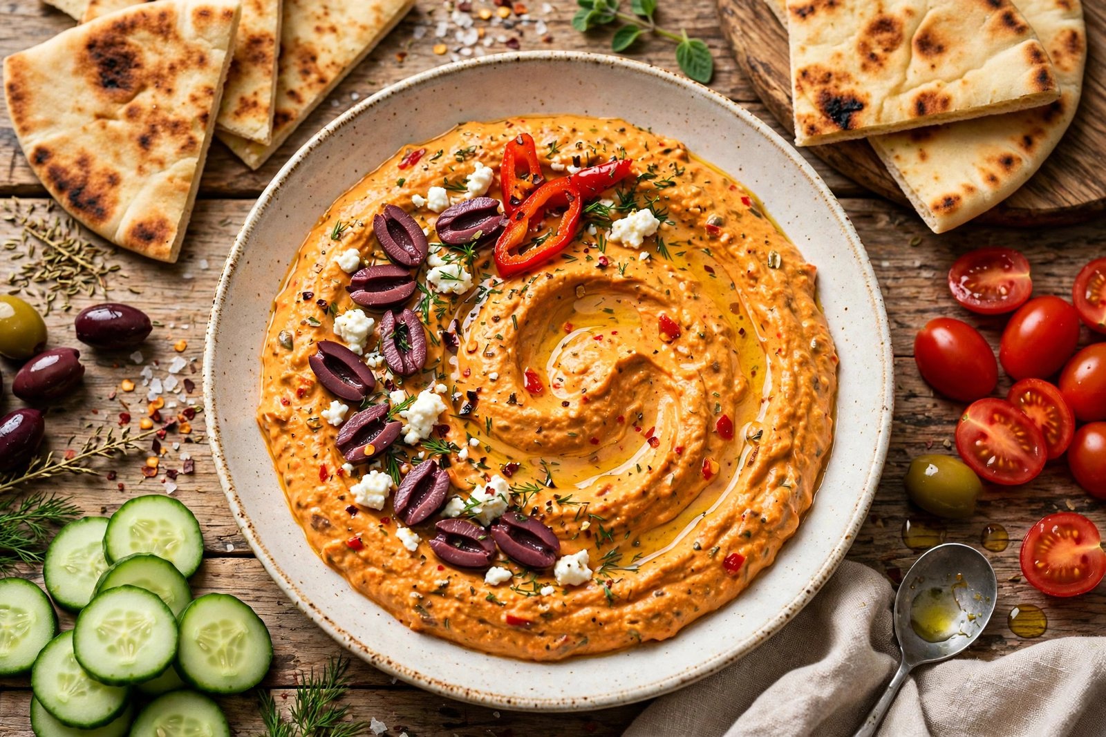 Tirokafteri served beautifully, ready to eat