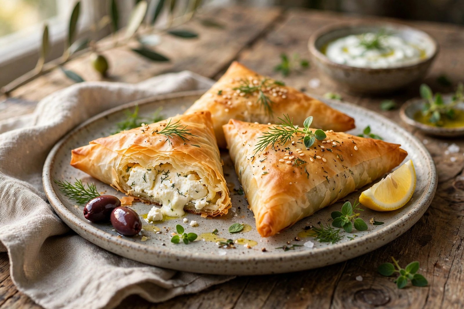 Tiropita served beautifully, ready to eat