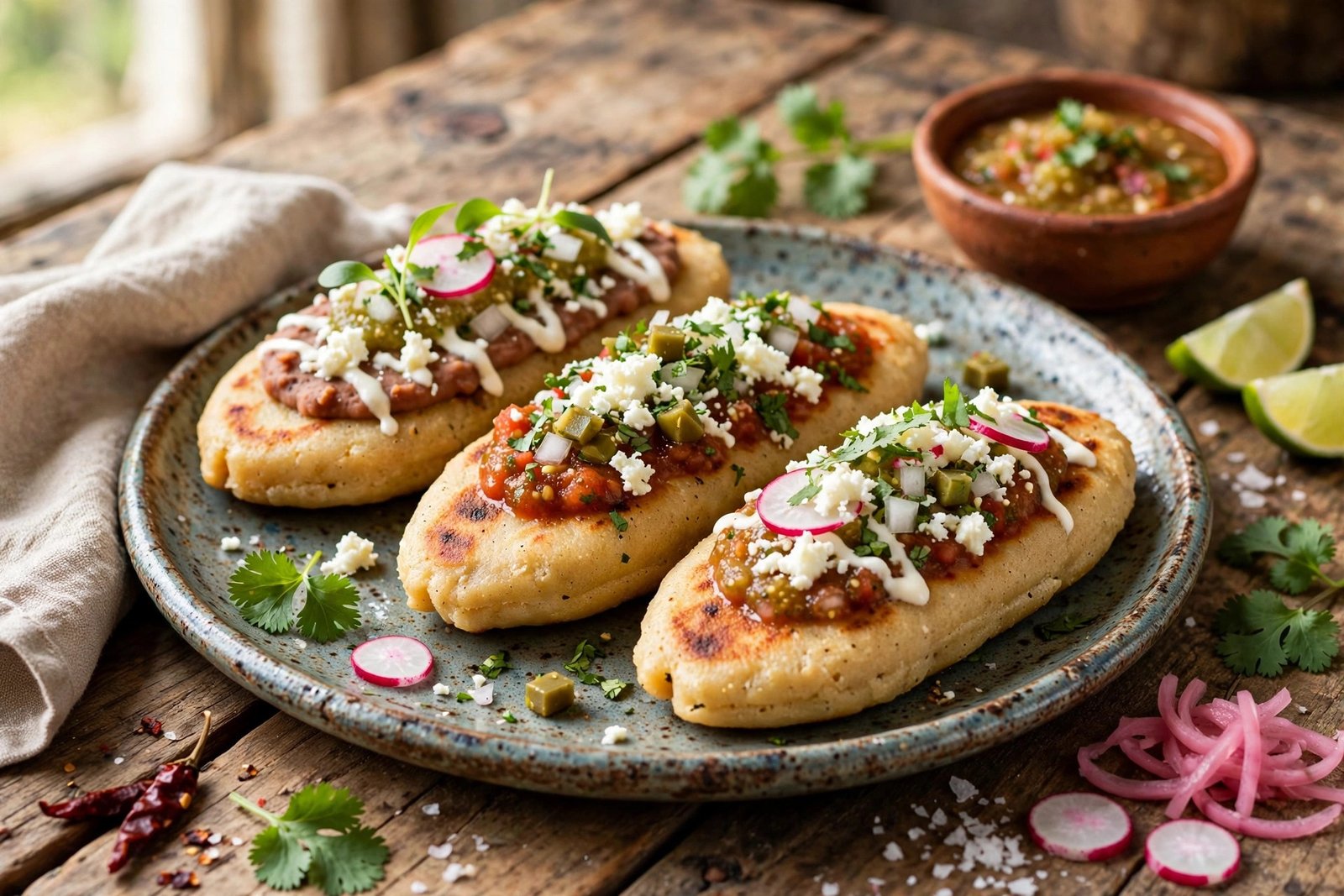 Tlacoyos served beautifully, ready to eat