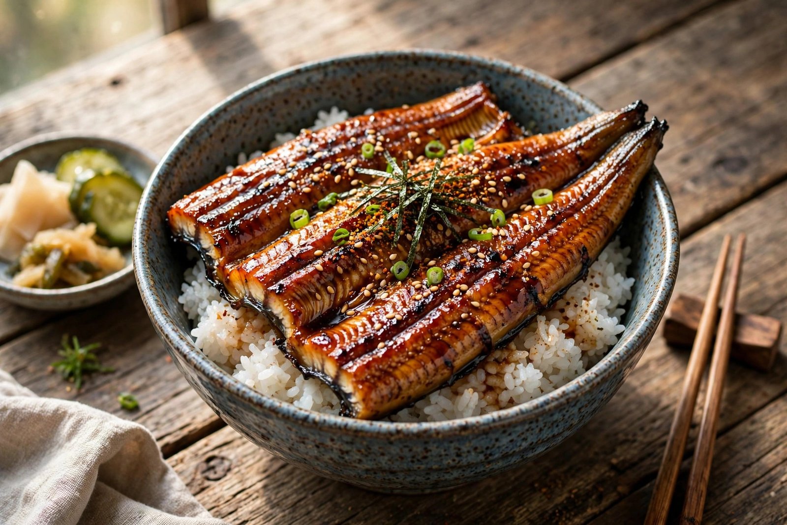 Unagi Don served beautifully, ready to eat
