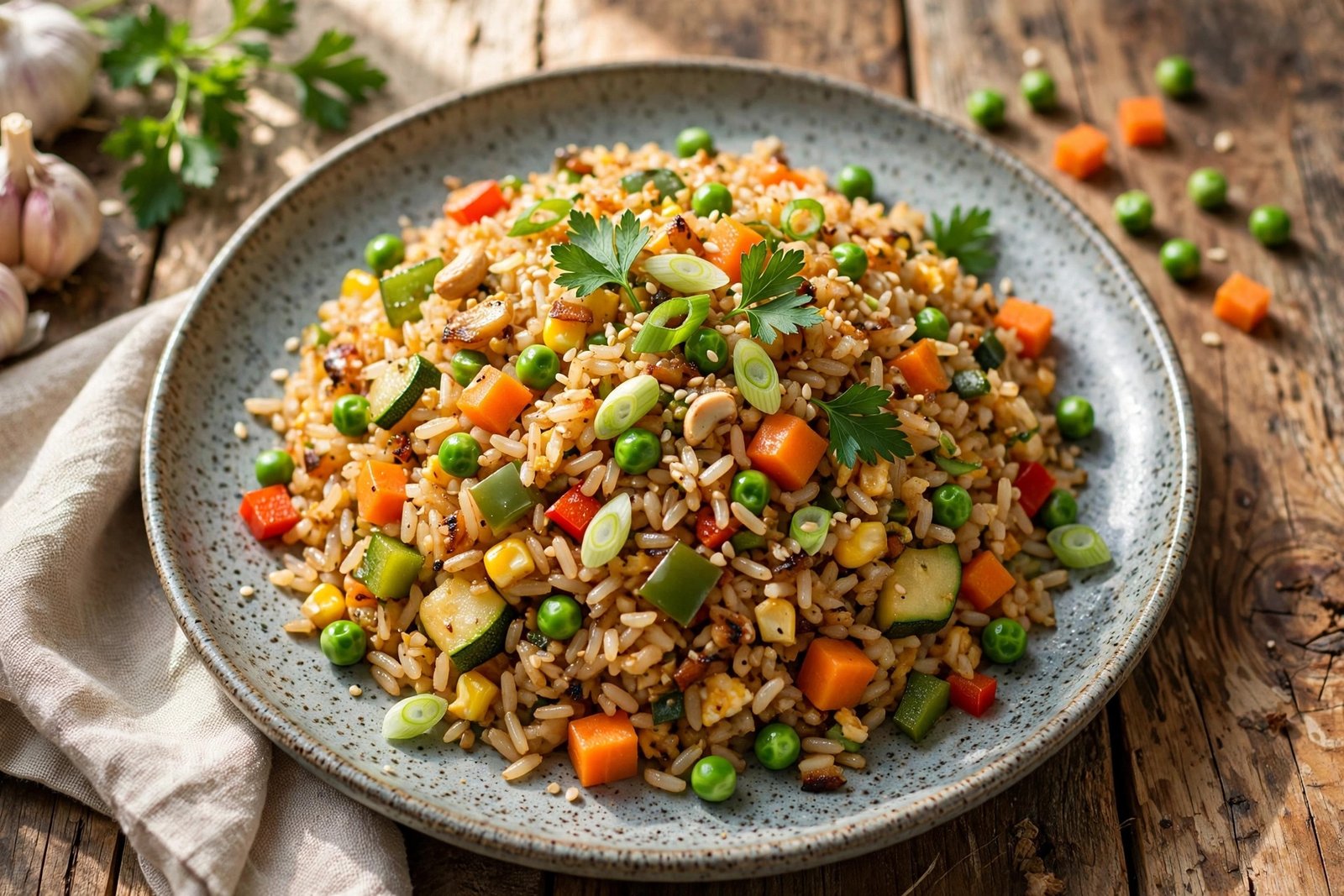 Vegetable Fried Rice served beautifully, ready to eat