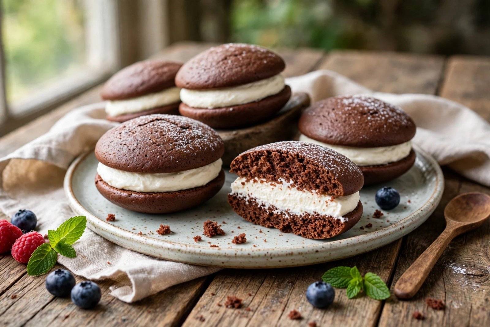 Whoopie Pies served beautifully, ready to eat