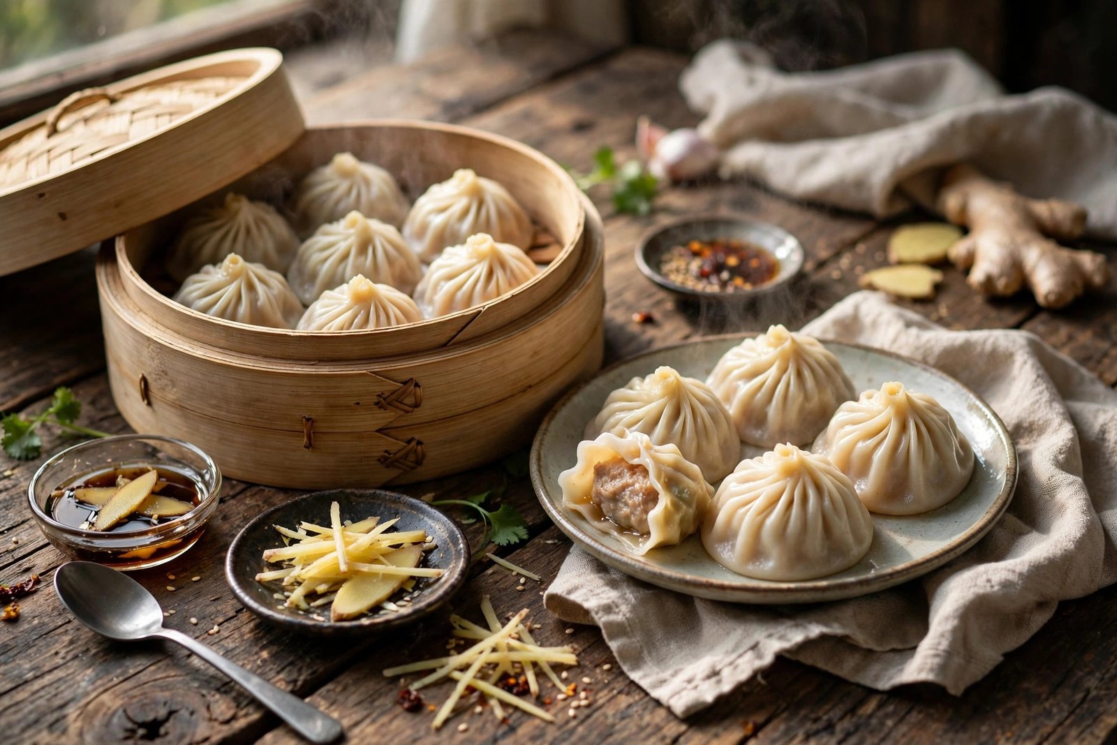 Xiao Long Bao served beautifully, ready to eat