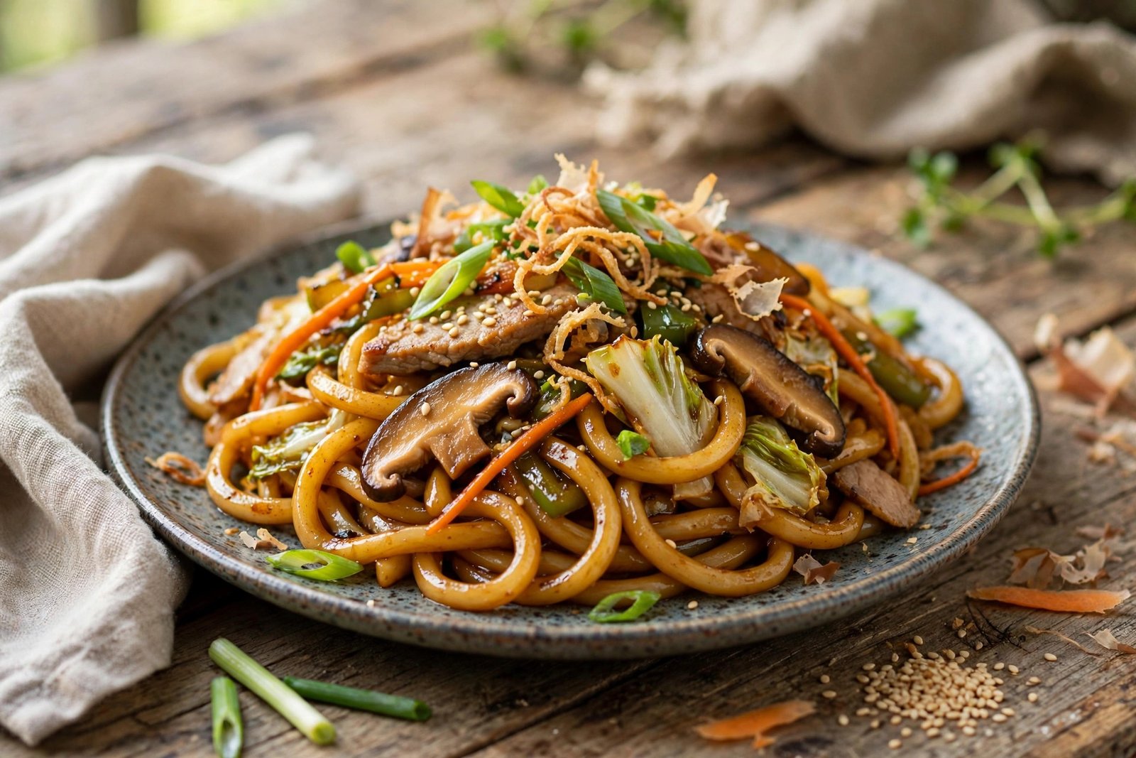 Yaki Udon served beautifully, ready to eat