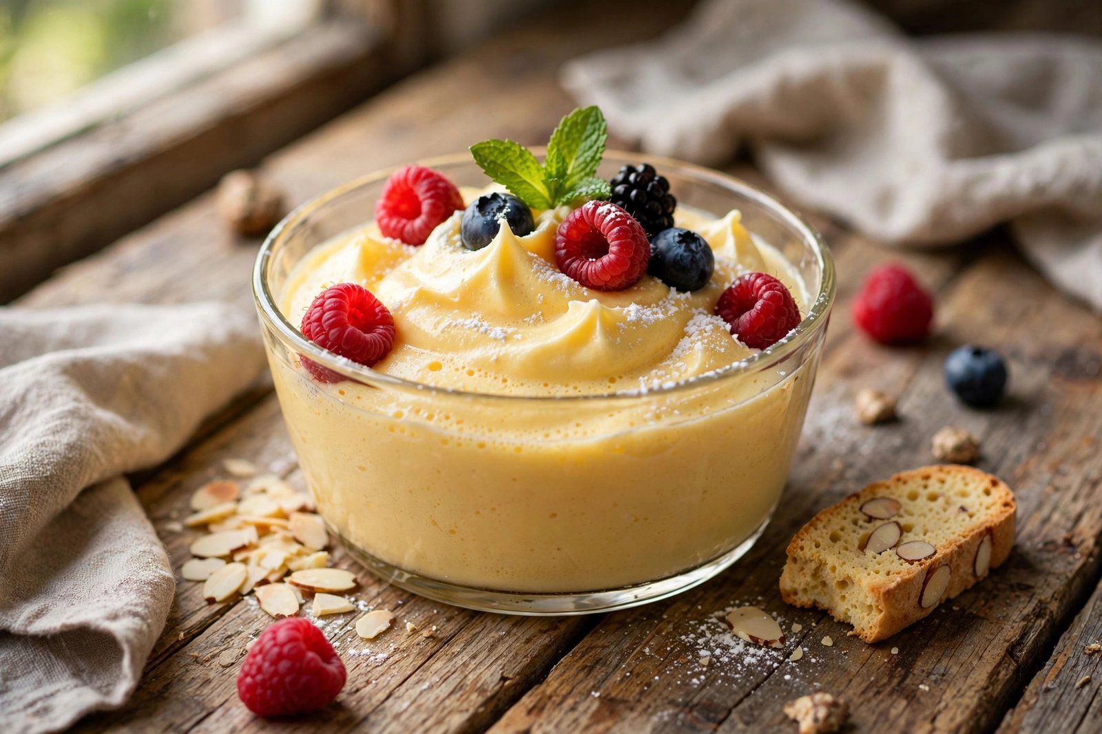 Zabaglione served beautifully, ready to eat