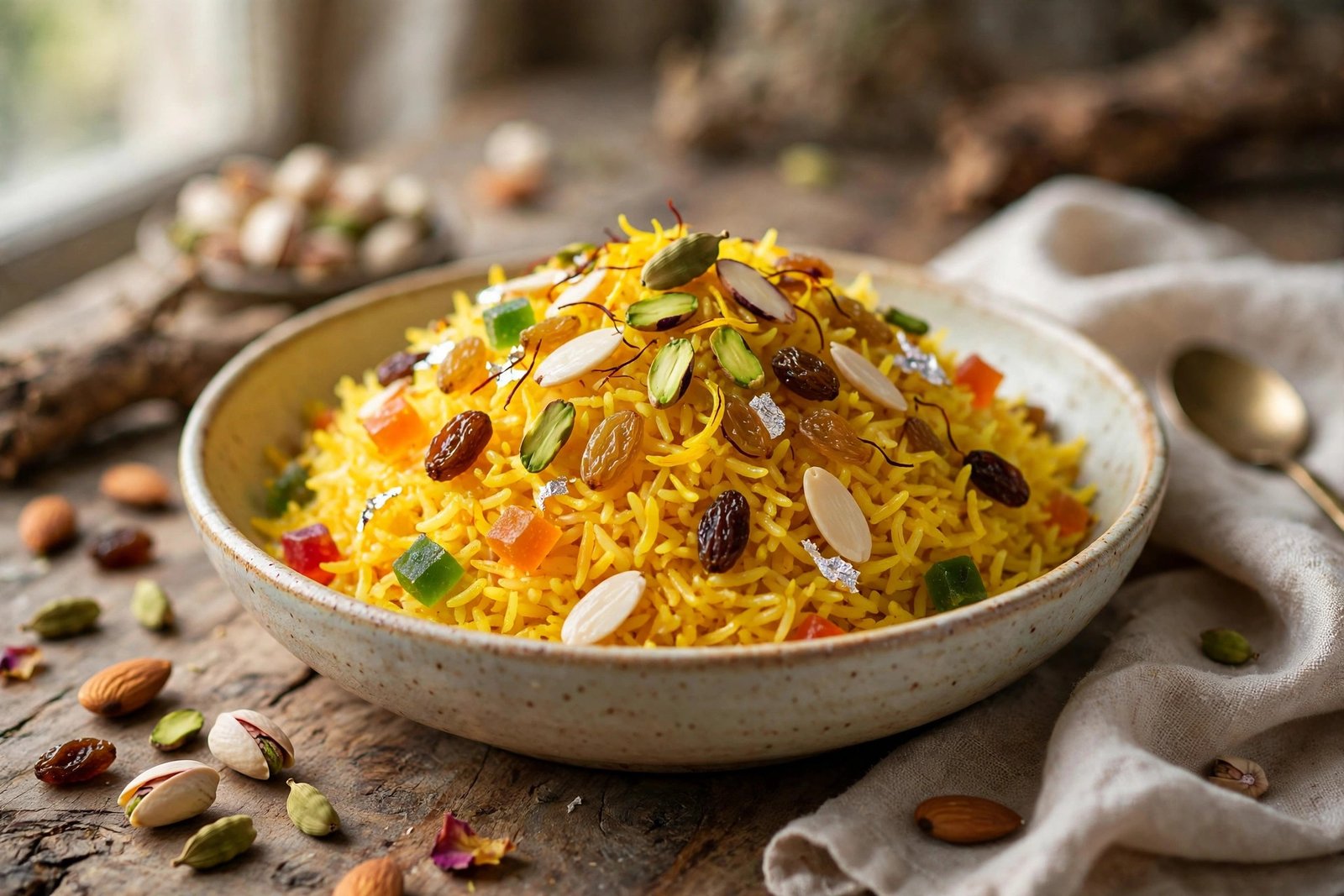 Zarda served beautifully, ready to eat